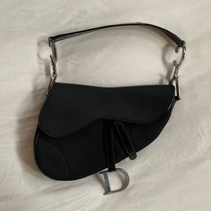 Christian Dior Saddle Bag Vintage Black Nylon